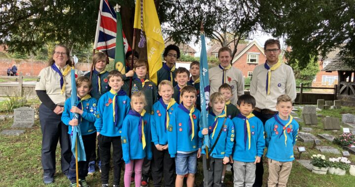 Gathering of Beavers, Cubs and Scouts to commemorate Remembrance Sunday 2025