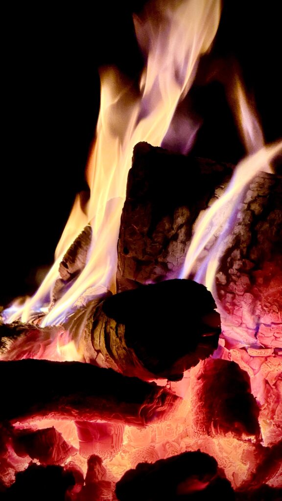 close up of flames in a fire