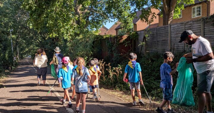 Photo of Beavers litter picking in their local area